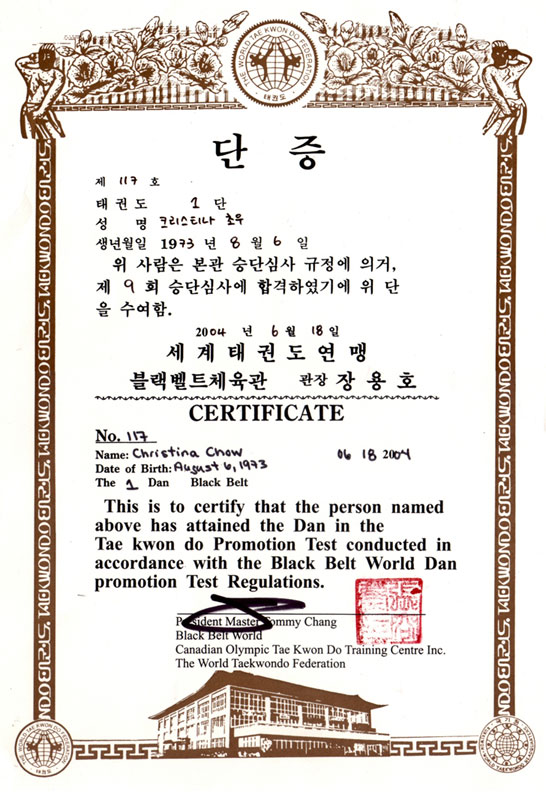 Taekwondo Black Belt Certificate
